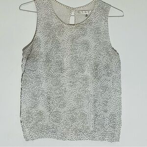 Studio M White Sleeveless Top with Floral Pattern SZ M